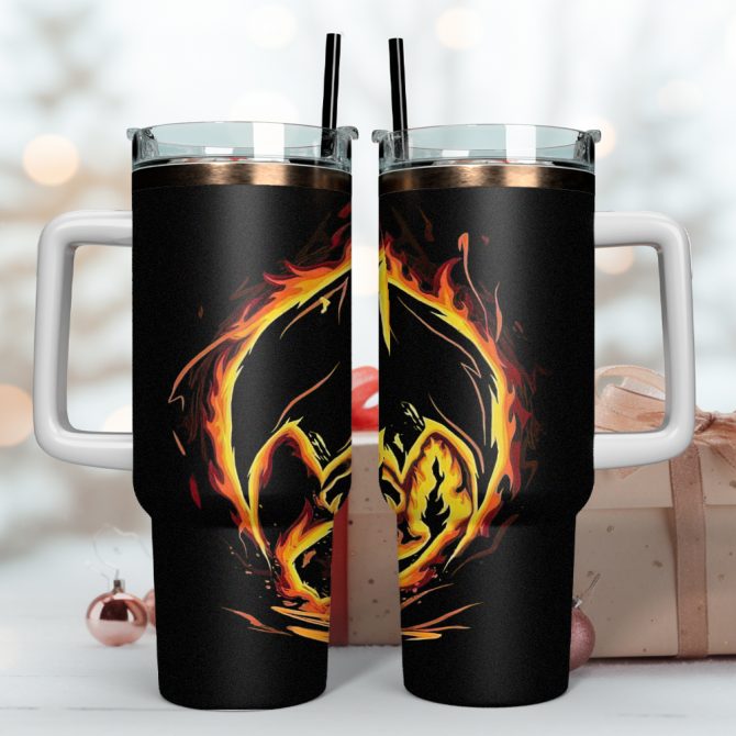 Charmeleon Pokemon Anime Christmas Custom Stanley Quencher 40Oz Stainless Steel Tumbler - Image 4