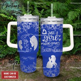 Beauty And The Beast Cartoon Custom Stanley Quencher 40Oz Stainless Steel Tumbler