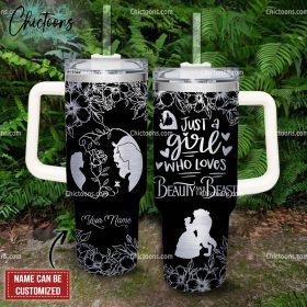 Beauty And The Beast Cartoon Custom Stanley Quencher 40Oz Stainless Steel Tumbler