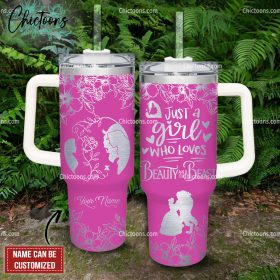 Beauty And The Beast Cartoon Custom Stanley Quencher 40Oz Stainless Steel Tumbler