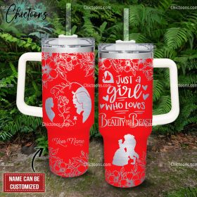 Beauty And The Beast Cartoon Custom Stanley Quencher 40Oz Stainless Steel Tumbler