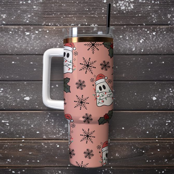 Christmas Ghost Custom Stanley Quencher 40Oz Stainless Steel Tumbler - Image 3