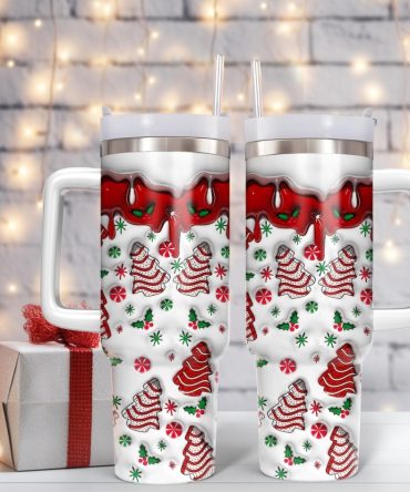 Christmas Tree Cakes Custom Stanley Quencher 40Oz Stainless Steel Tumbler With Handle