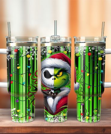 The Grinch And Jack Skellington Movies Christmas Custom Stanley Quencher 40Oz Stainless Steel Tumbler With Handle