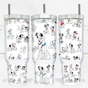 101 Dalmatians Disney Cartoon Custom Stanley Quencher 40Oz Stainless Steel Tumbler With Handle
