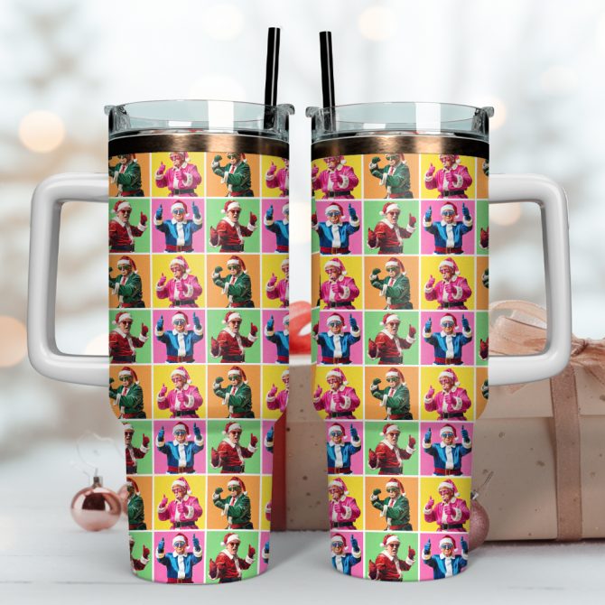 Donald Trump Christmas Custom Stanley Quencher 40Oz Stainless Steel Tumbler With Handle - Image 4