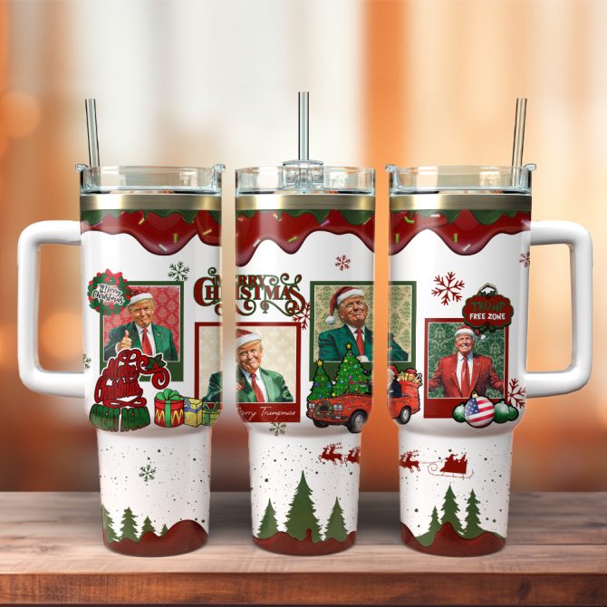 Donald Trump Christmas Custom Stanley Quencher 40Oz Stainless Steel Tumbler With Handle