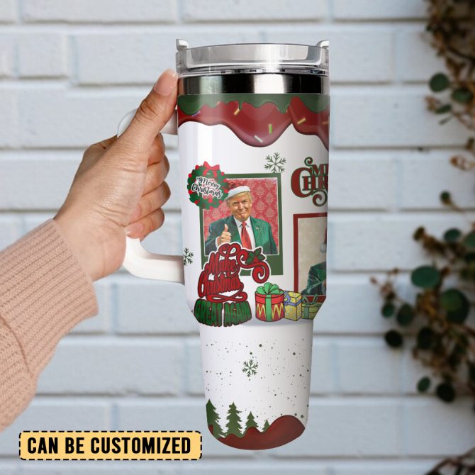 Donald Trump Christmas Custom Stanley Quencher 40Oz Stainless Steel Tumbler With Handle - Image 2
