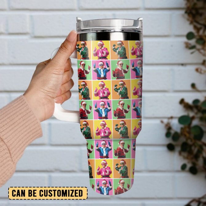 Donald Trump Christmas Custom Stanley Quencher 40Oz Stainless Steel Tumbler With Handle - Image 2