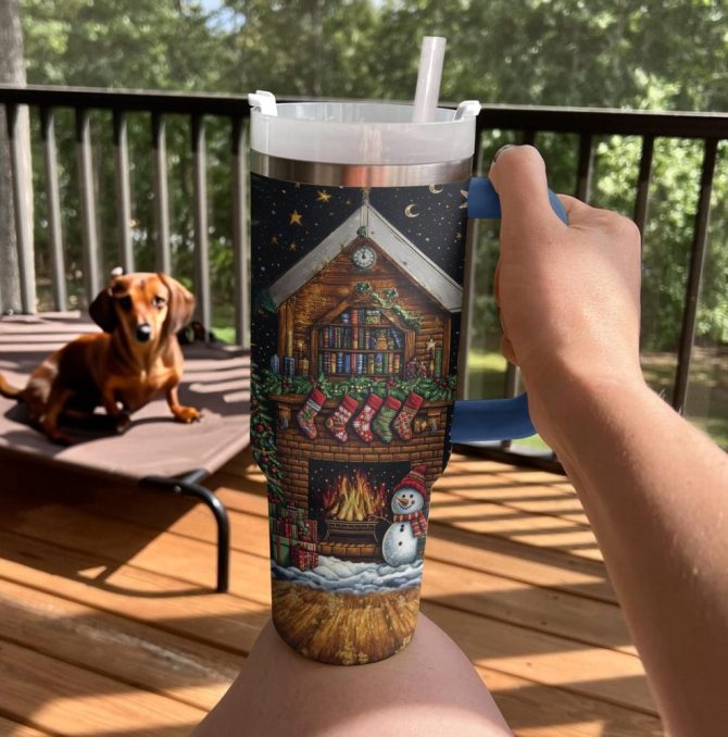 2000S Festive Throwback Christmas Custom Stanley Quencher 40Oz Stainless Steel Tumbler With Handle - Image 3