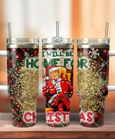 Donald Trump I Will Be Home For Christmas Custom Stanley Quencher 40Oz Stainless Steel Tumbler With Handle