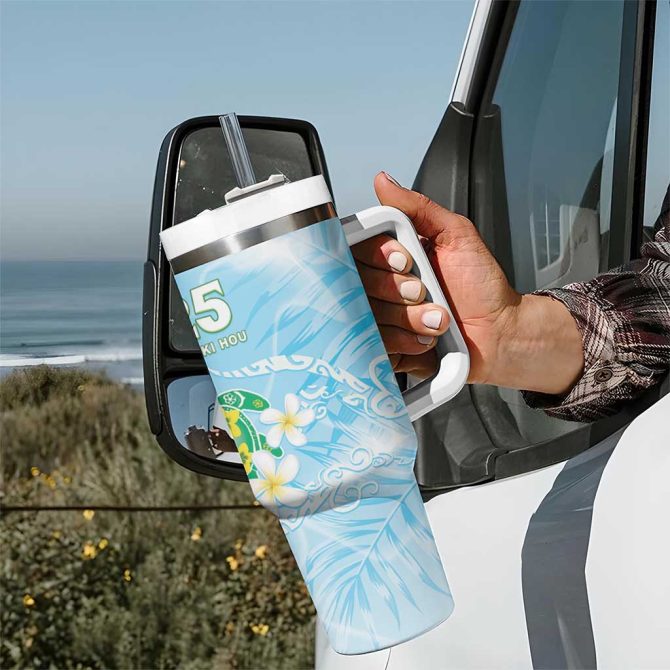 2025 Aloha Hawaii Tropical Flowers And Honu Custom Stanley Quencher 40Oz Stainless Steel Tumbler With Handle - Image 7