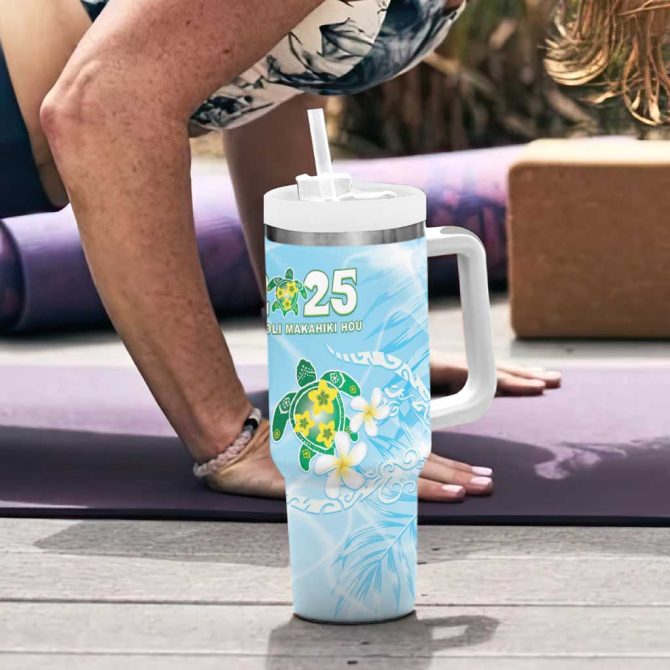 2025 Aloha Hawaii Tropical Flowers And Honu Custom Stanley Quencher 40Oz Stainless Steel Tumbler With Handle - Image 6