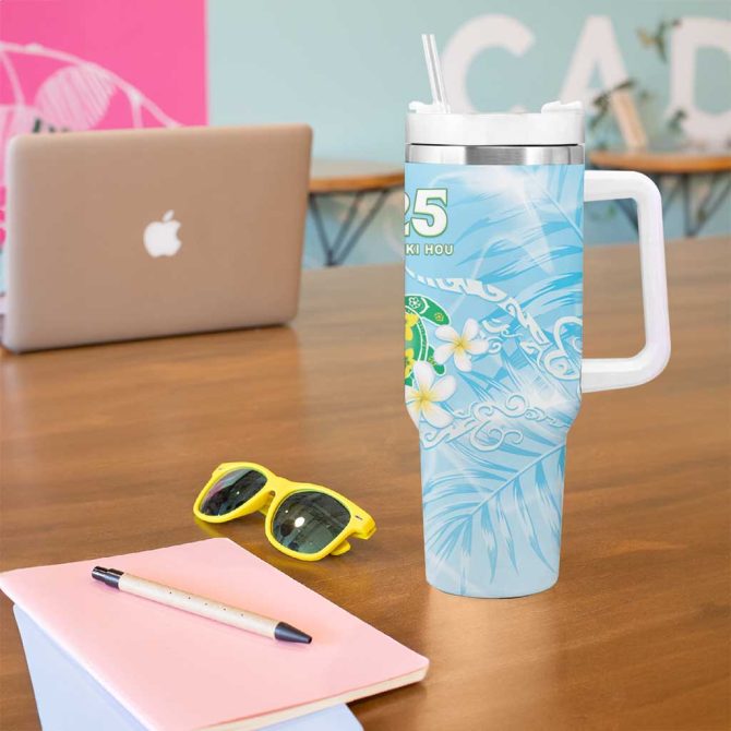 2025 Aloha Hawaii Tropical Flowers And Honu Custom Stanley Quencher 40Oz Stainless Steel Tumbler With Handle - Image 5