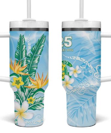 2025 Aloha Hawaii Tropical Flowers And Honu Custom Stanley Quencher 40Oz Stainless Steel Tumbler With Handle