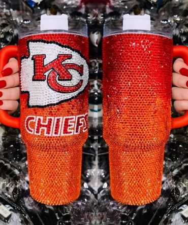 Rhinestone Bling Kansas City Chiefs Nfl Custom Stanley Quencher 40Oz Stainless Steel Tumbler With Handle
