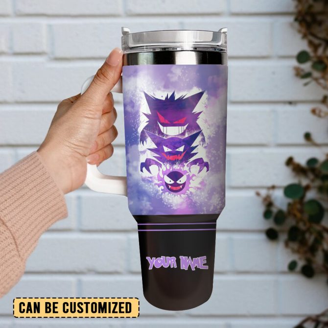 Gengar Pokemon Anime Custom Stanley Quencher 40Oz Stainless Steel Tumbler With Handle - Image 2