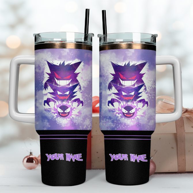Gengar Pokemon Anime Custom Stanley Quencher 40Oz Stainless Steel Tumbler With Handle - Image 4