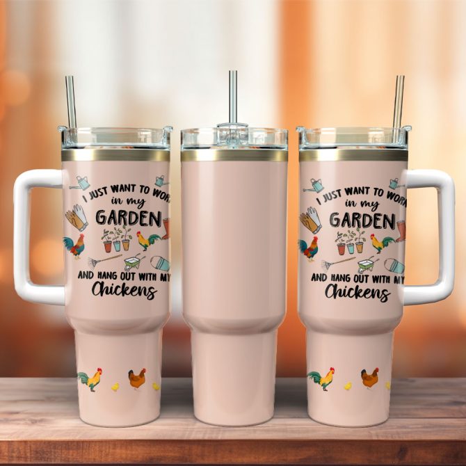 Chickens Custom Stanley Quencher 40Oz Stainless Steel Tumbler With Handle