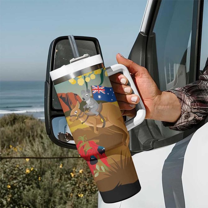 26 January One Proud Aussie Kangaroo And Koala Happy Australia Day Custom Stanley Quencher 40Oz Stainless Steel Tumbler With Handle - Image 7