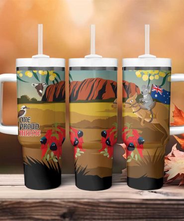 26 January One Proud Aussie Kangaroo And Koala Happy Australia Day Custom Stanley Quencher 40Oz Stainless Steel Tumbler With Handle
