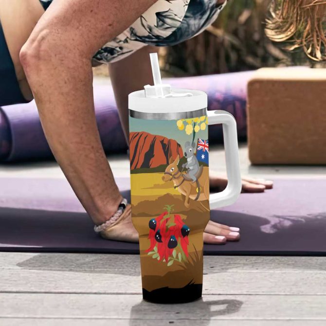 26 January One Proud Aussie Kangaroo And Koala Happy Australia Day Custom Stanley Quencher 40Oz Stainless Steel Tumbler With Handle - Image 6
