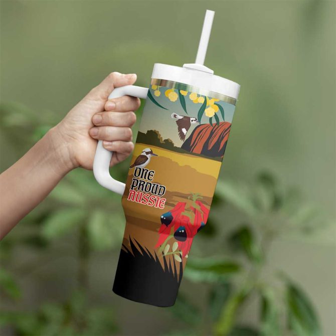 26 January One Proud Aussie Kangaroo And Koala Happy Australia Day Custom Stanley Quencher 40Oz Stainless Steel Tumbler With Handle - Image 4