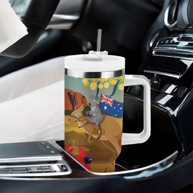 26 January One Proud Aussie Kangaroo And Koala Happy Australia Day Custom Stanley Quencher 40Oz Stainless Steel Tumbler With Handle - Image 8
