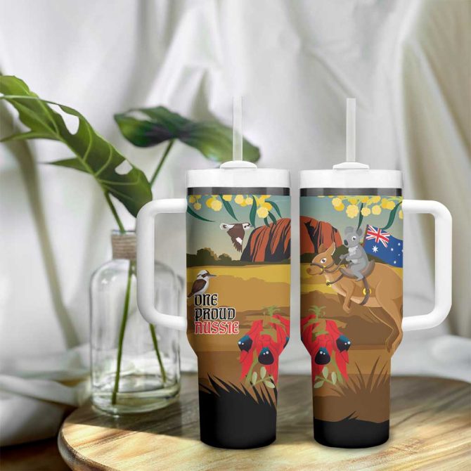 26 January One Proud Aussie Kangaroo And Koala Happy Australia Day Custom Stanley Quencher 40Oz Stainless Steel Tumbler With Handle - Image 9