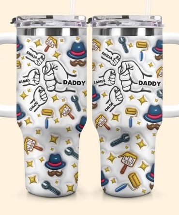 3D Dad Bump Custom Stanley Quencher 40Oz Stainless Steel Tumbler With Handle