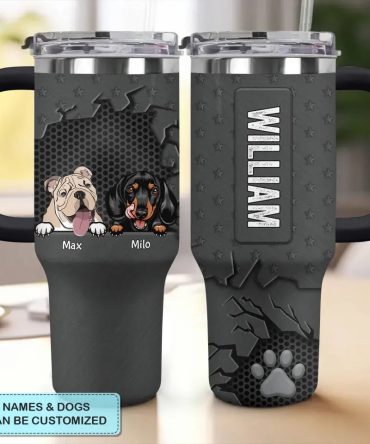 3D Dog Crack Custom Stanley Quencher 40Oz Stainless Steel Tumbler With Handle