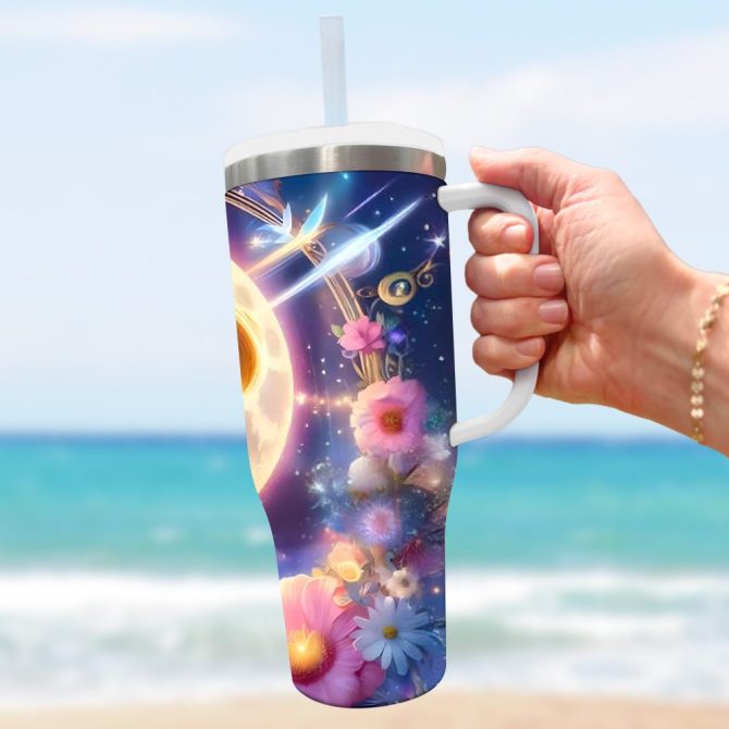 3D Fairy Tinkerbell Cartoon Custom Stanley Quencher 40Oz Stainless Steel Tumbler With Handle - Image 5
