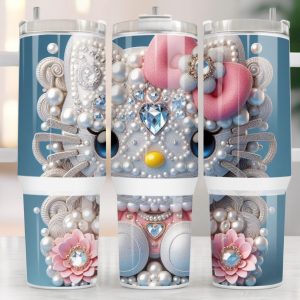 3D Hello Kitty Sanrio Cartoon Custom Stanley Quencher 40Oz Stainless Steel Tumbler With Handle