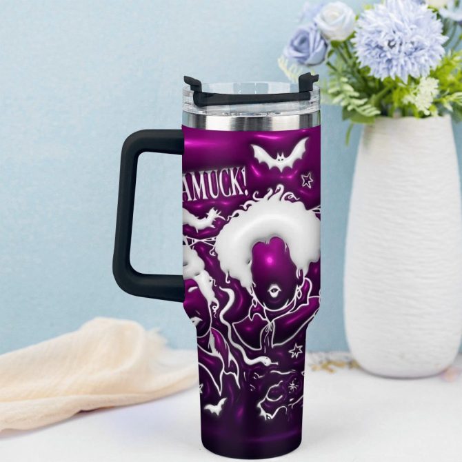 3D Hocus Pocus Movies Custom Stanley Quencher 40Oz Stainless Steel Tumbler With Handle - Image 2