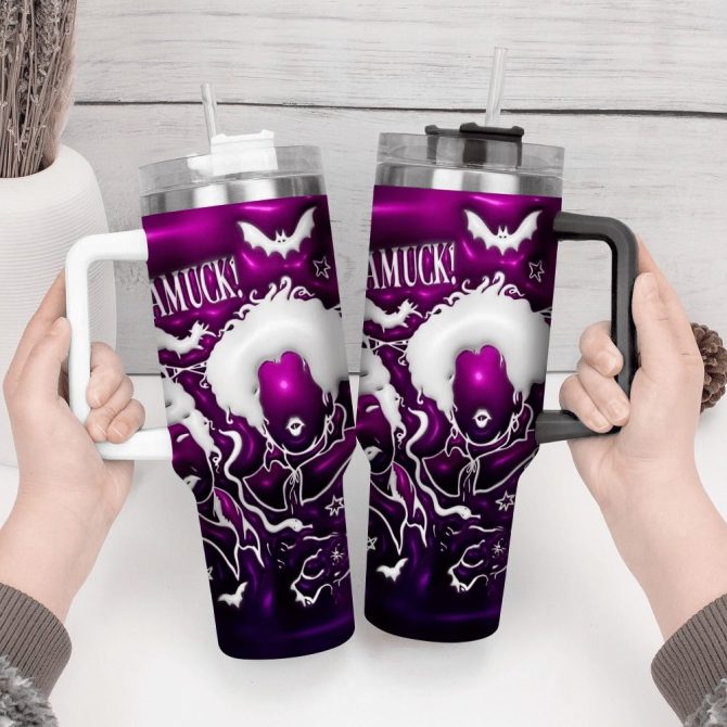 3D Hocus Pocus Movies Custom Stanley Quencher 40Oz Stainless Steel Tumbler With Handle - Image 3