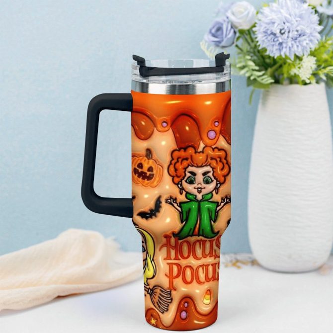 3D Hocus Pocus Movies Custom Stanley Quencher 40Oz Stainless Steel Tumbler With Handle - Image 2