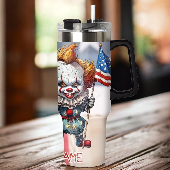 3D Horror Movies Custom Stanley Quencher 40Oz Stainless Steel Tumbler With Handle - Image 4