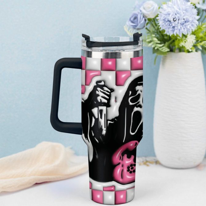 3D Horror Movies Custom Stanley Quencher 40Oz Stainless Steel Tumbler With Handle - Image 2