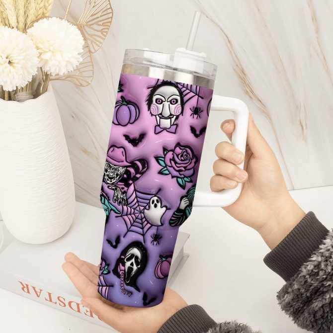3D Horror Movies Custom Stanley Quencher 40Oz Stainless Steel Tumbler With Handle - Image 4