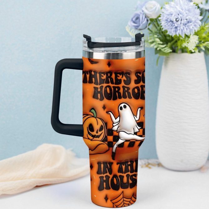 3D Horror Movies Custom Stanley Quencher 40Oz Stainless Steel Tumbler With Handle - Image 2