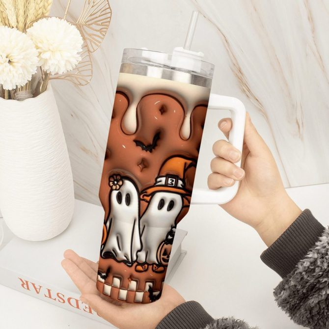 3D Horror Movies Custom Stanley Quencher 40Oz Stainless Steel Tumbler With Handle - Image 3
