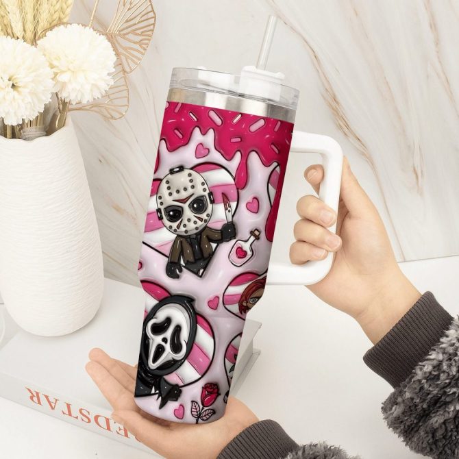 3D Horror Movies Custom Stanley Quencher 40Oz Stainless Steel Tumbler With Handle - Image 4