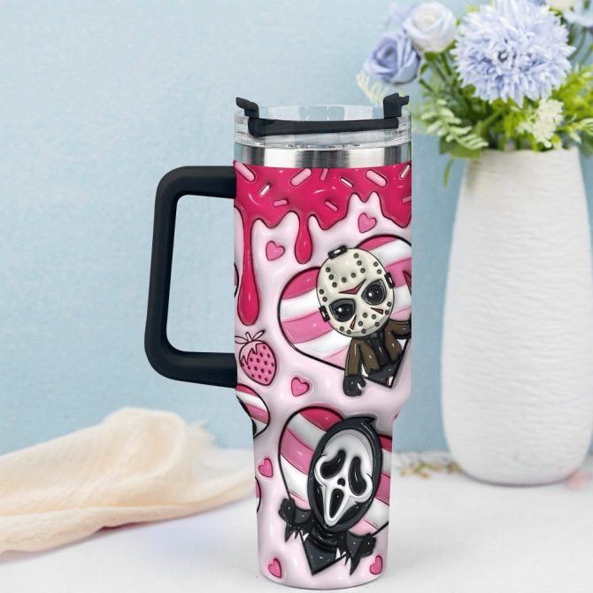 3D Horror Movies Custom Stanley Quencher 40Oz Stainless Steel Tumbler With Handle - Image 2
