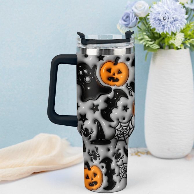 3D Horror Movies Custom Stanley Quencher 40Oz Stainless Steel Tumbler With Handle - Image 4