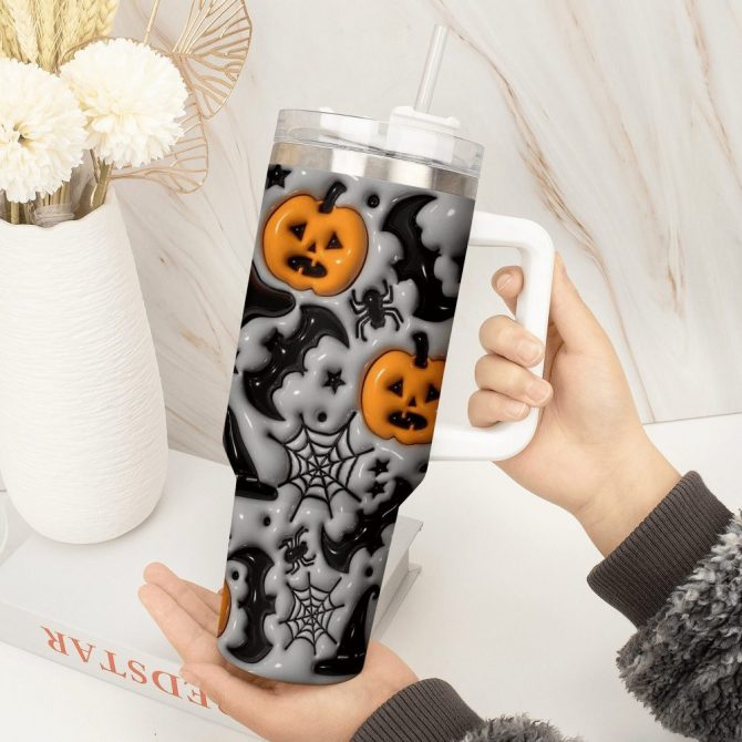 3D Horror Movies Custom Stanley Quencher 40Oz Stainless Steel Tumbler With Handle - Image 3