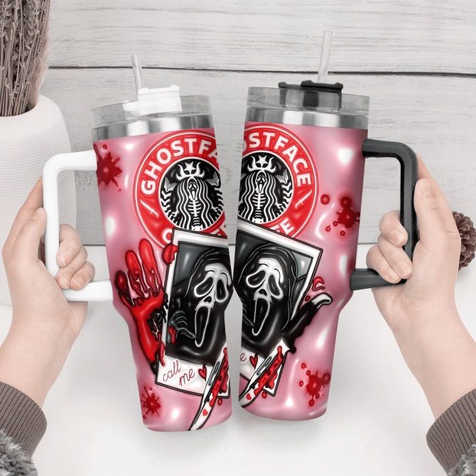 3D Horror Movies Custom Stanley Quencher 40Oz Stainless Steel Tumbler With Handle - Image 4