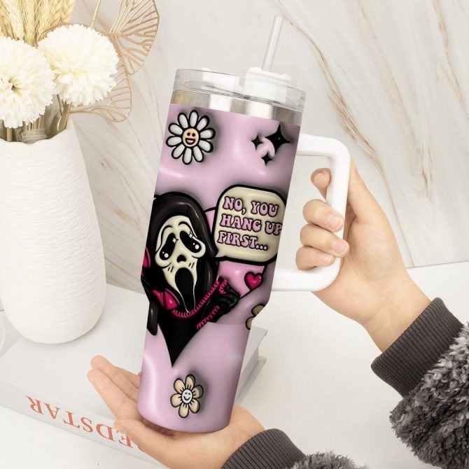 3D Horror Movies Custom Stanley Quencher 40Oz Stainless Steel Tumbler With Handle - Image 2