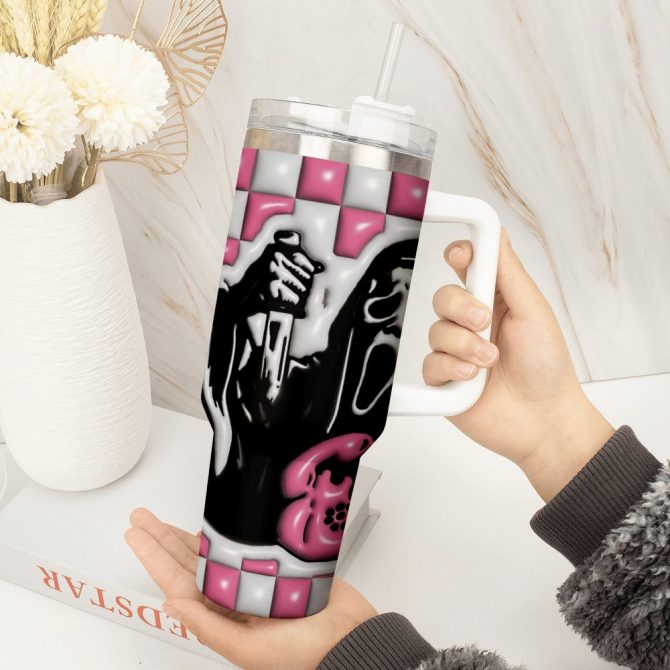 3D Horror Movies Custom Stanley Quencher 40Oz Stainless Steel Tumbler With Handle - Image 4