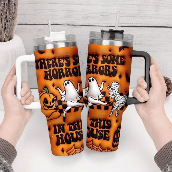 3D Horror Movies Custom Stanley Quencher 40Oz Stainless Steel Tumbler With Handle - Image 3