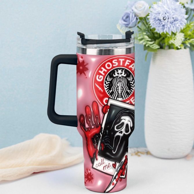 3D Horror Movies Custom Stanley Quencher 40Oz Stainless Steel Tumbler With Handle - Image 3